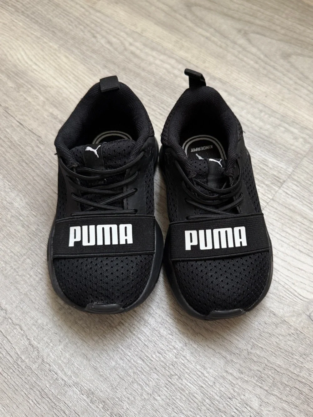 Puma Kids Black Slip-On Sneakers with Bold Logo